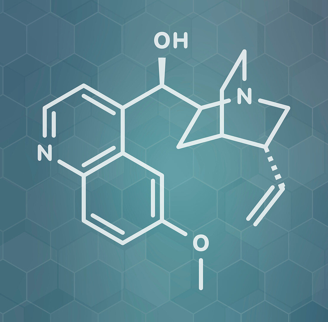 Quinine malaria drug molecule