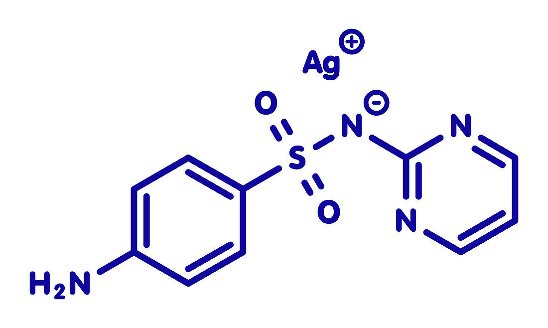 Silver sulfadiazine topical antibacterial drug molecule