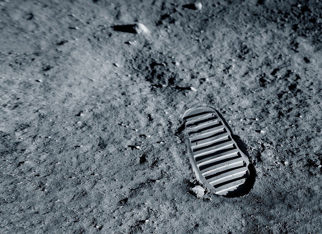 Apollo bootprint on the Moon, illustration