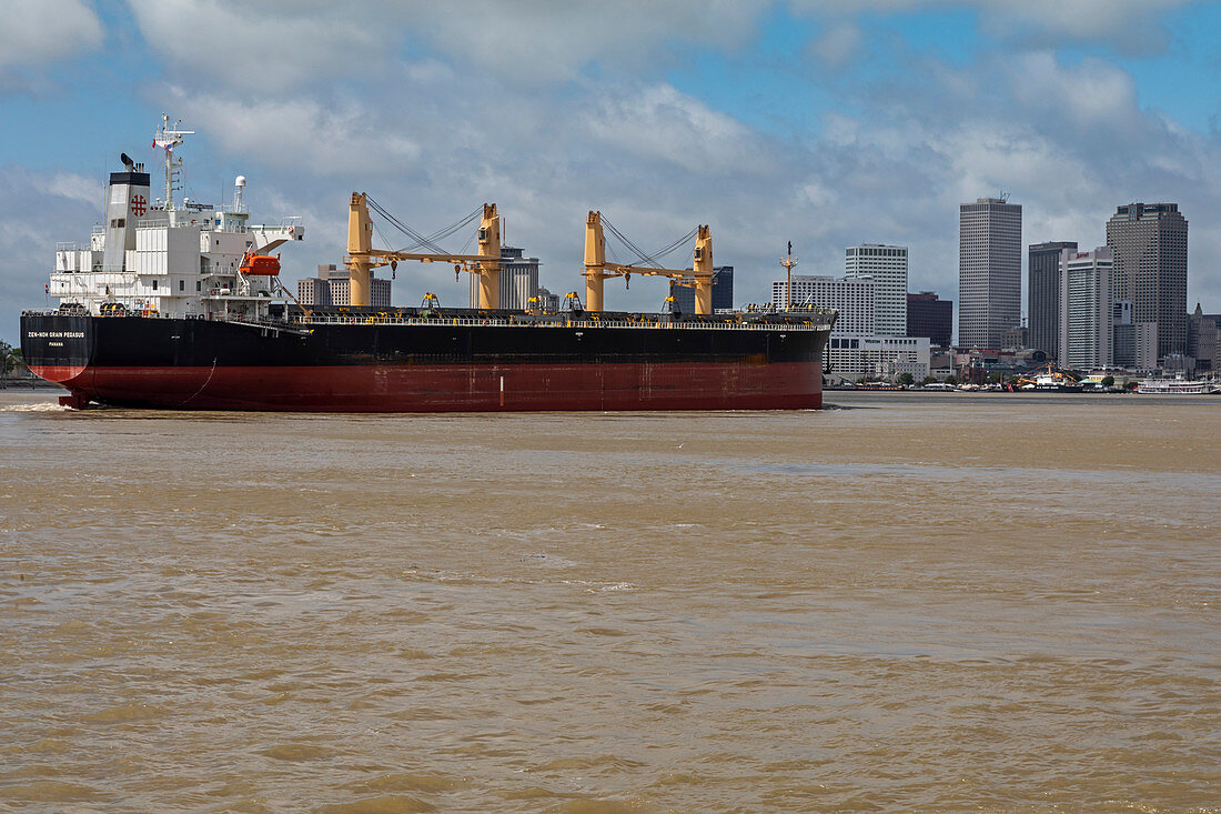 Bulk cargo carrier on the Mississippi at New Orleans