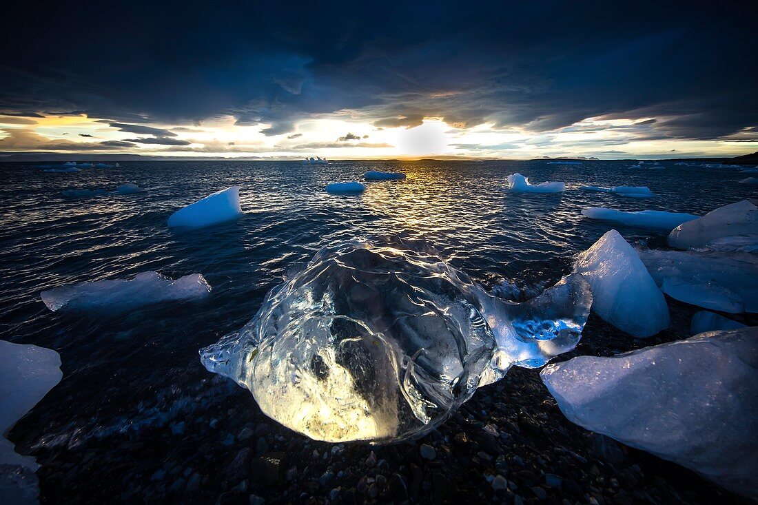 Iceberg at sunset