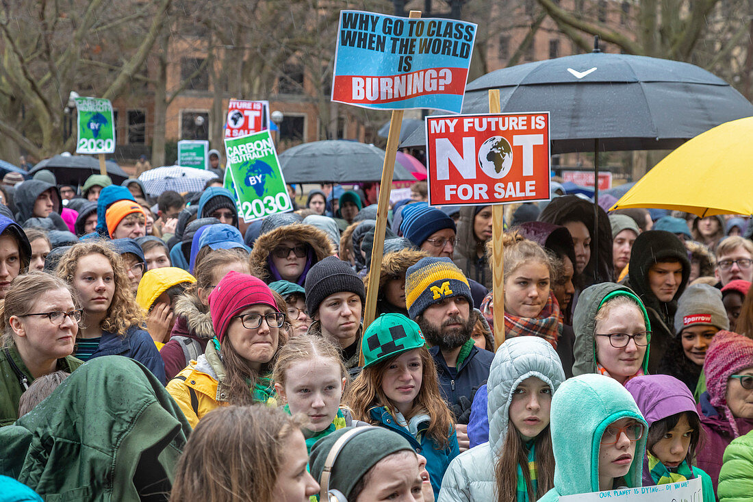 Climate change demonstration, Michigan, USA