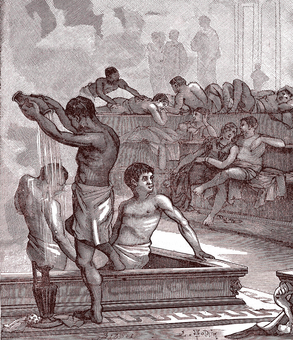 Roman baths, historical illustration