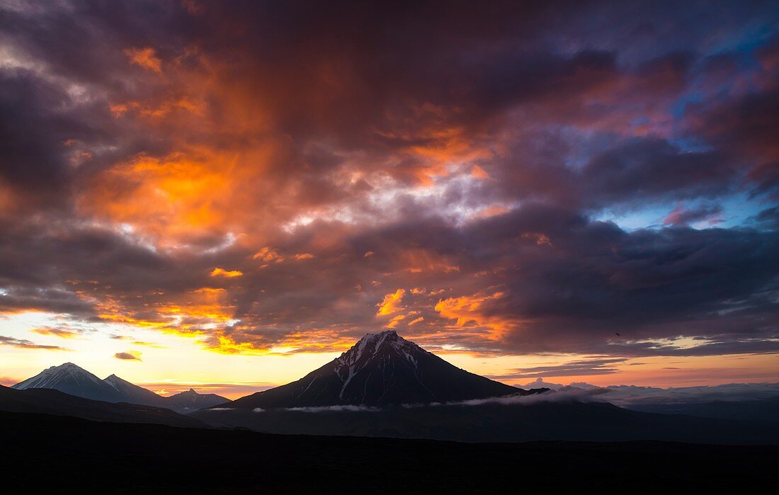 Sunrise over Krestovsky volcano, Kamchatka, Russia