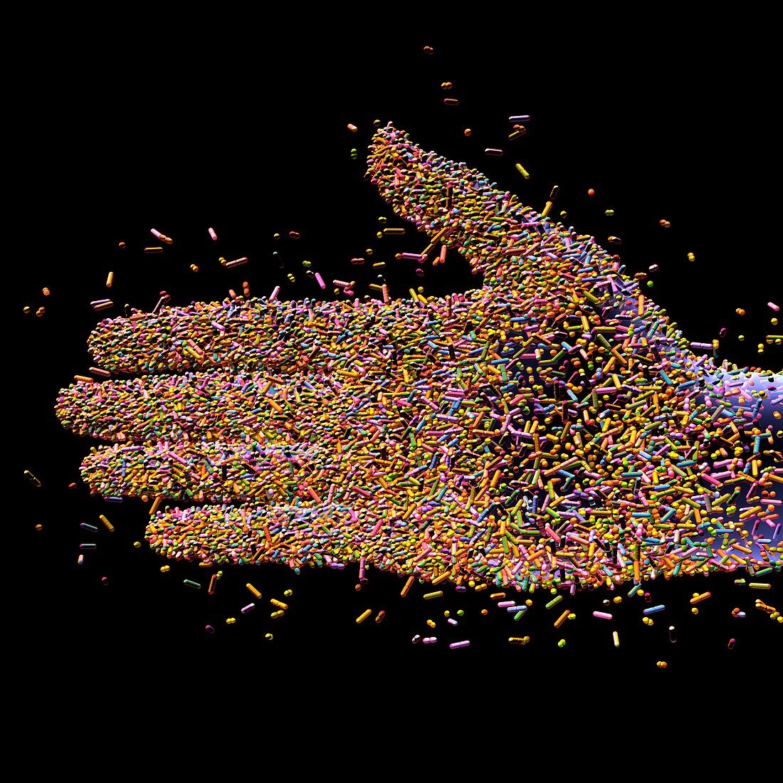 Hand microbiome, conceptual illustration