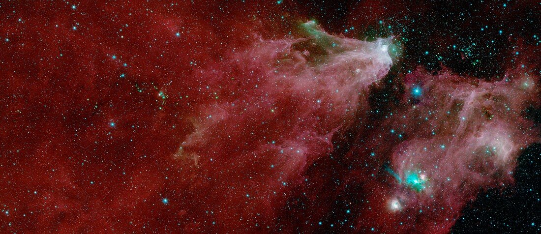 Nebula of gas and dust containing stars, Spitzer Space Teles