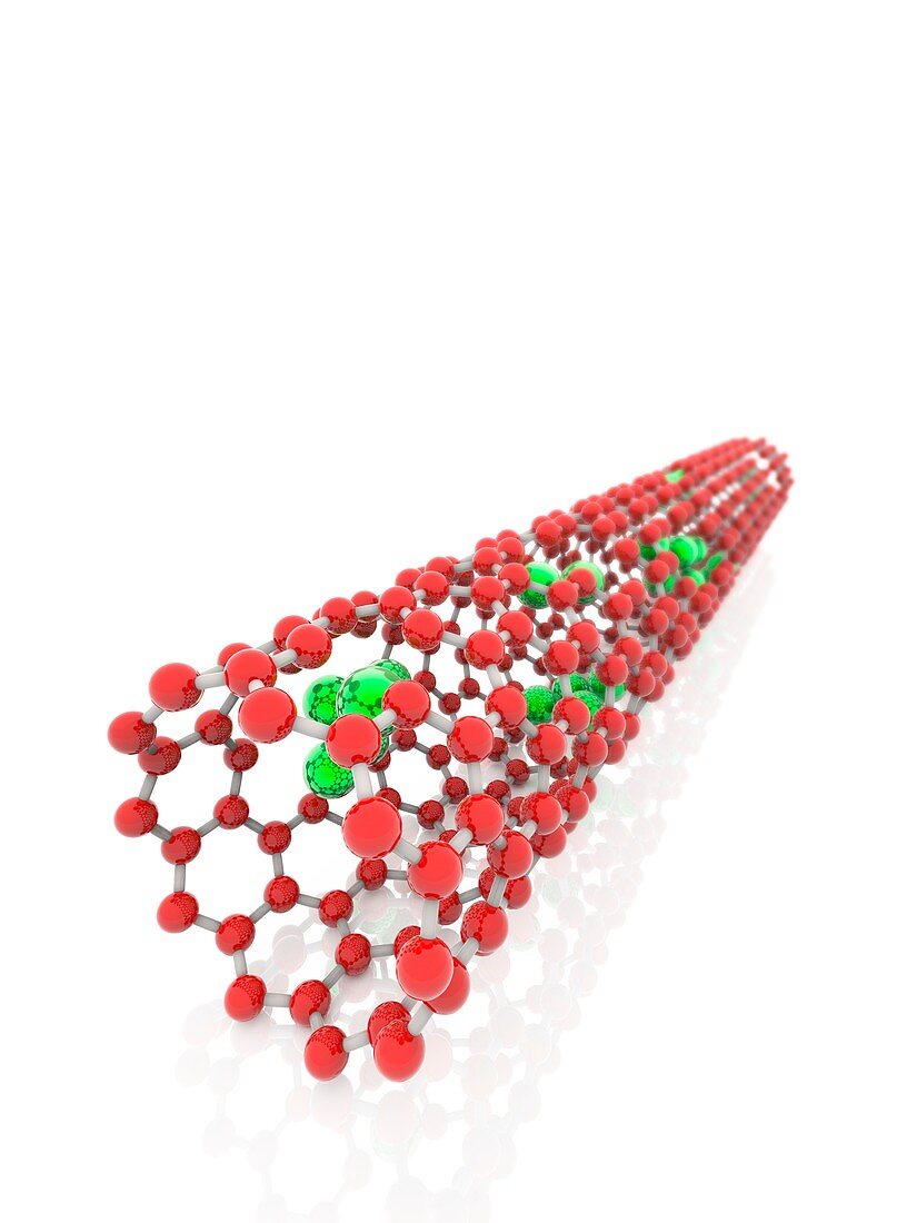 Carbon nanotube containing gadolinium ions, illustration