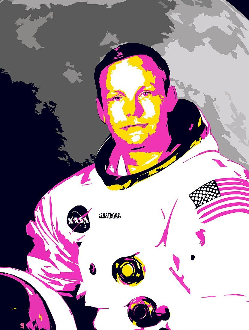 Neil Armstrong, Apollo 11 astronaut, illustration