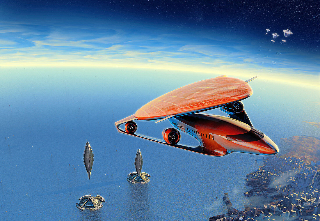 Future solar aircraft, illustration