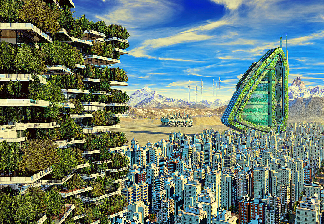 Future eco-friendly city, illustration