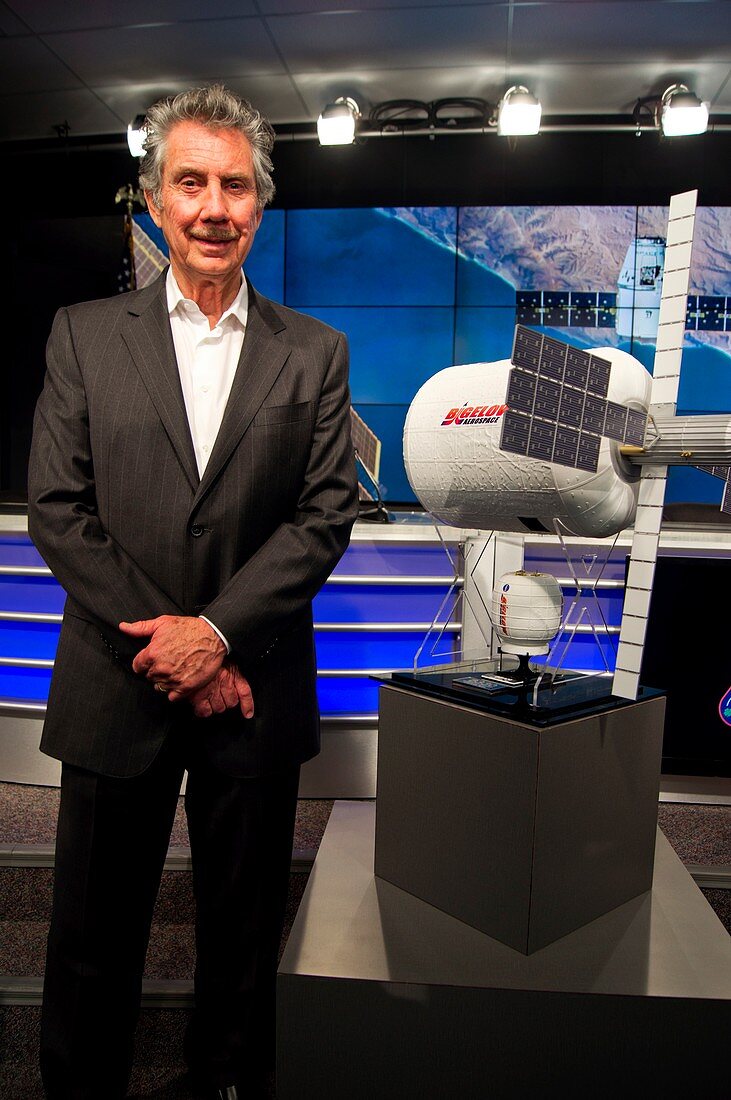 Robert Bigelow and space station models.