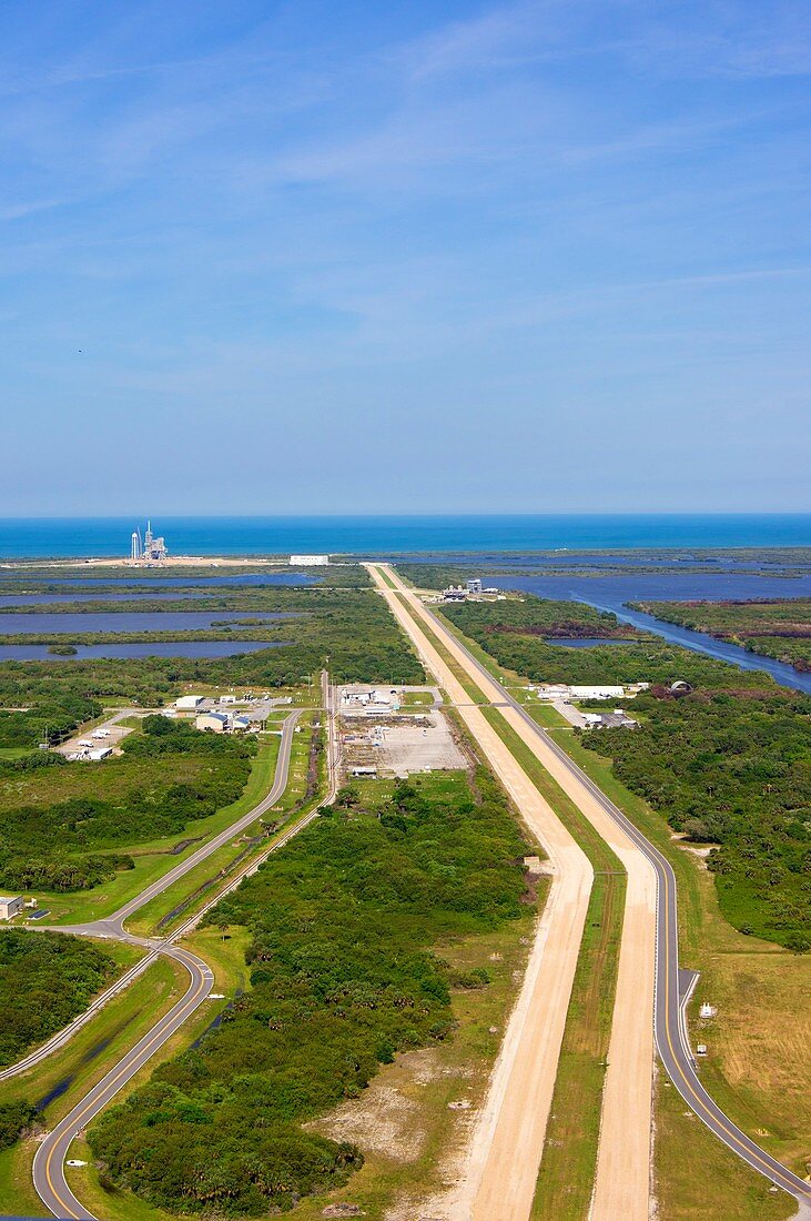 Aerial view of Kennedy Space Center.