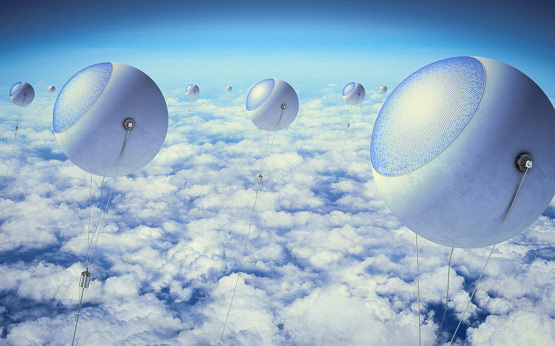 Balloon solar power collectors, illustration