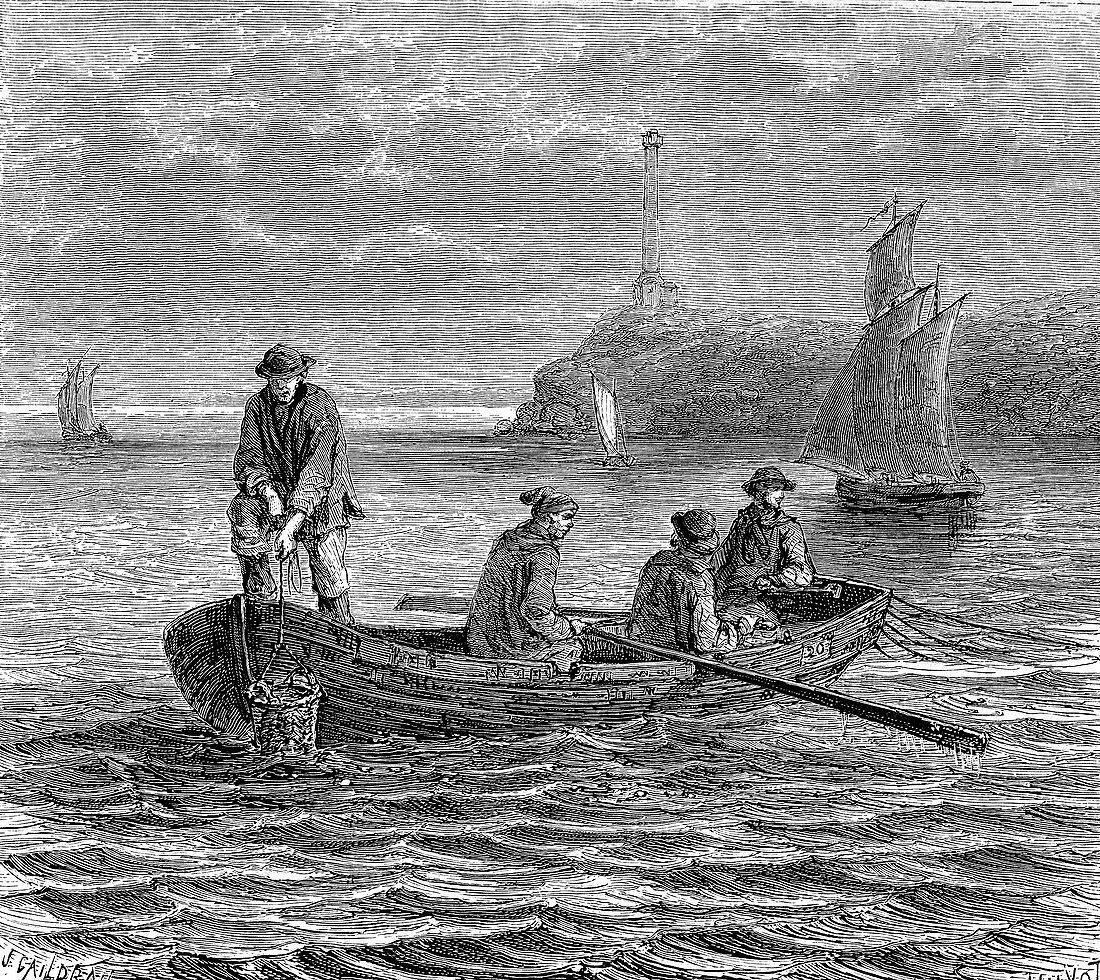 Fishing for mackerel, 19th century