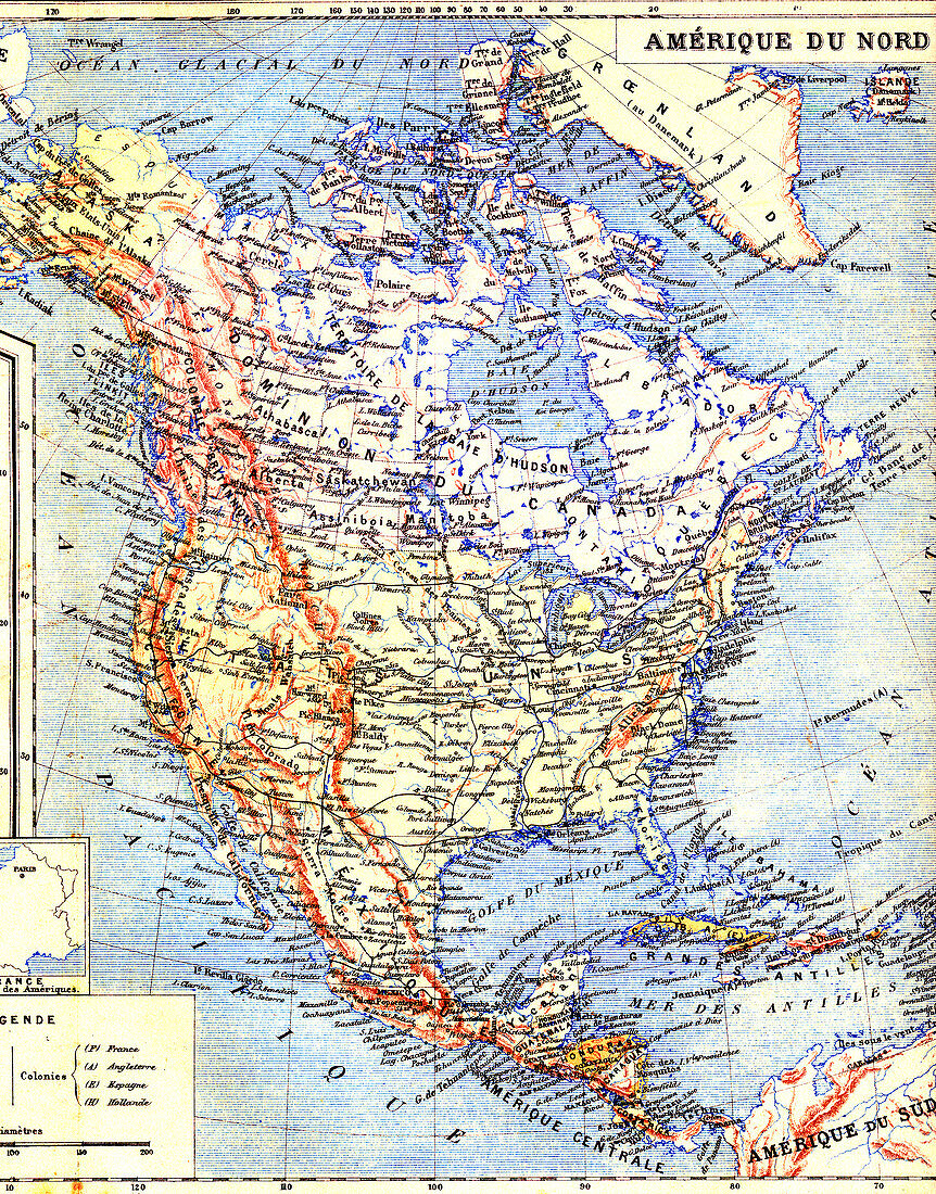 Map of North America, 1880s