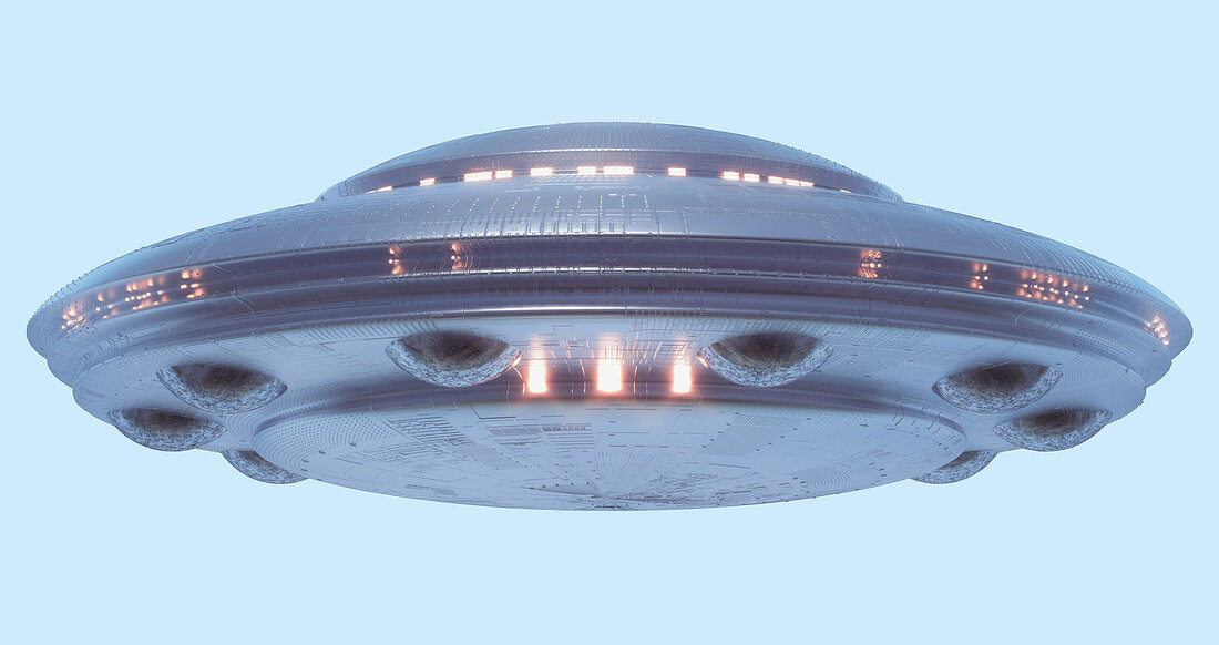 UFO against white background, illustration