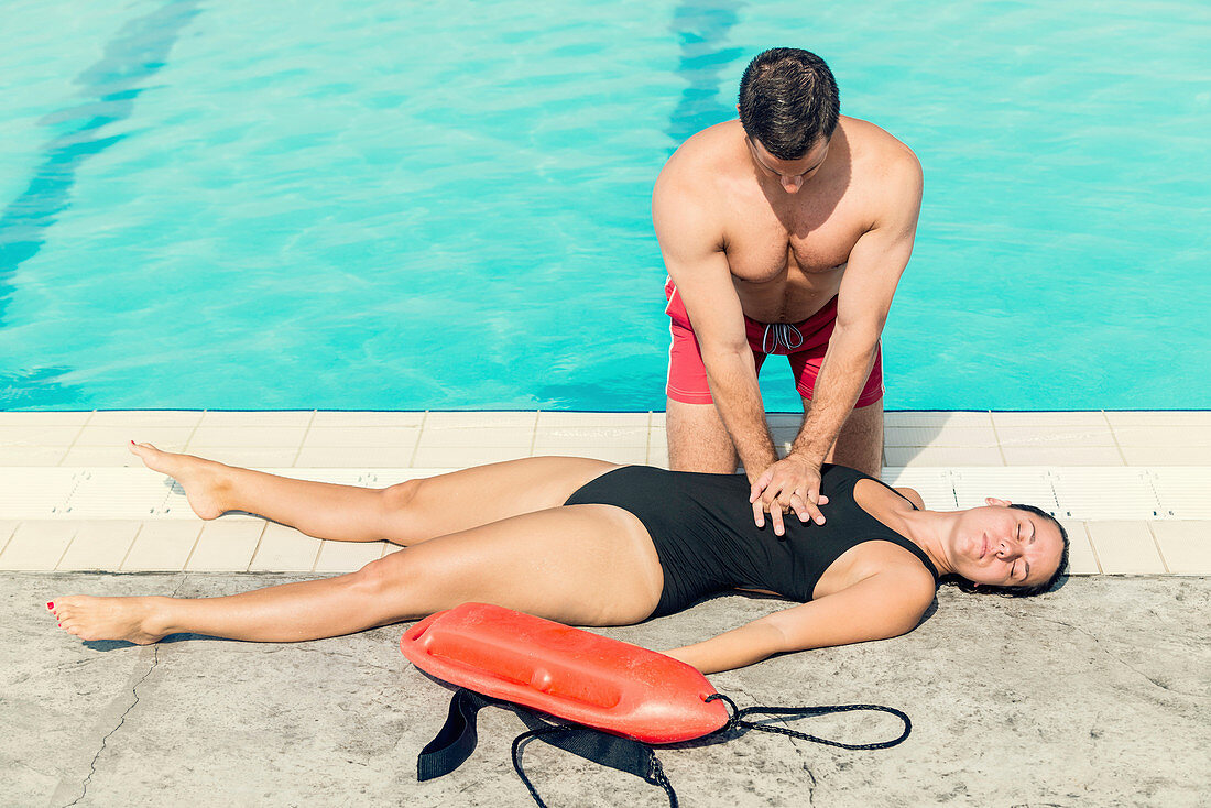 Lifeguard doing CPR