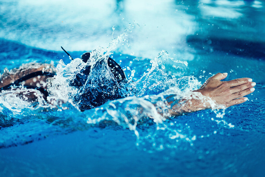 Swimmer during race