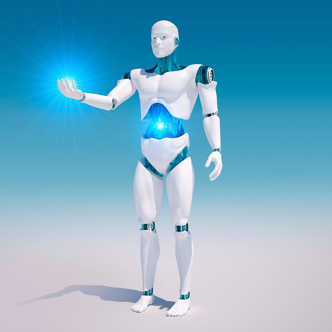 Android holding light, illustration