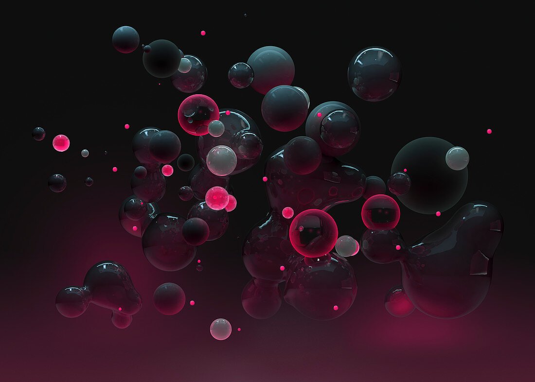 Floating spheres, illustration