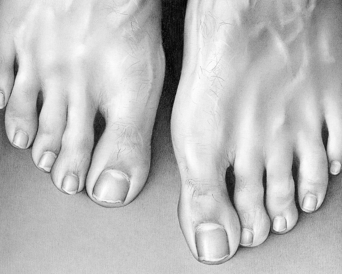 Close up of man's feet, illustration
