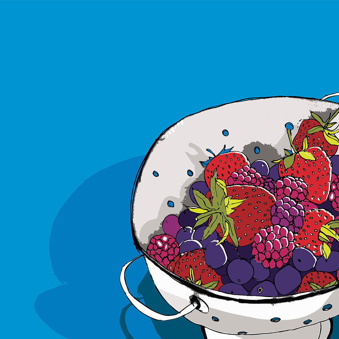 Berries in colander, illustration