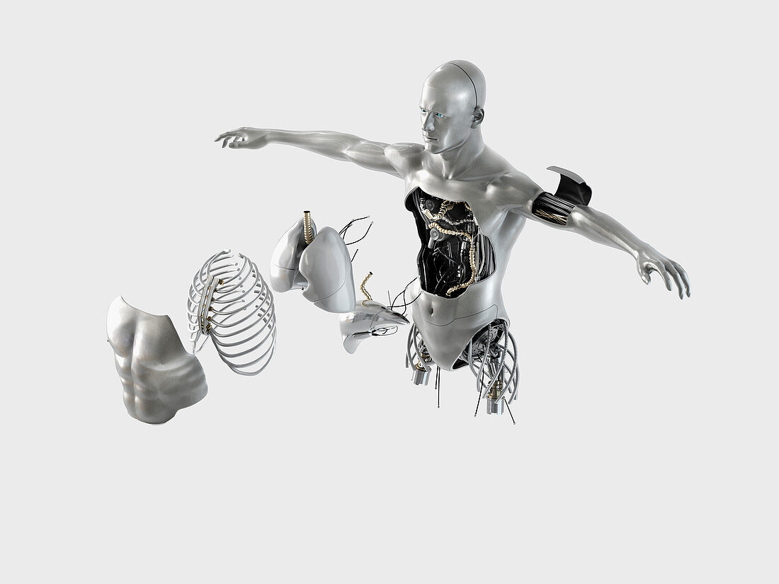 Male robot torso, illustration