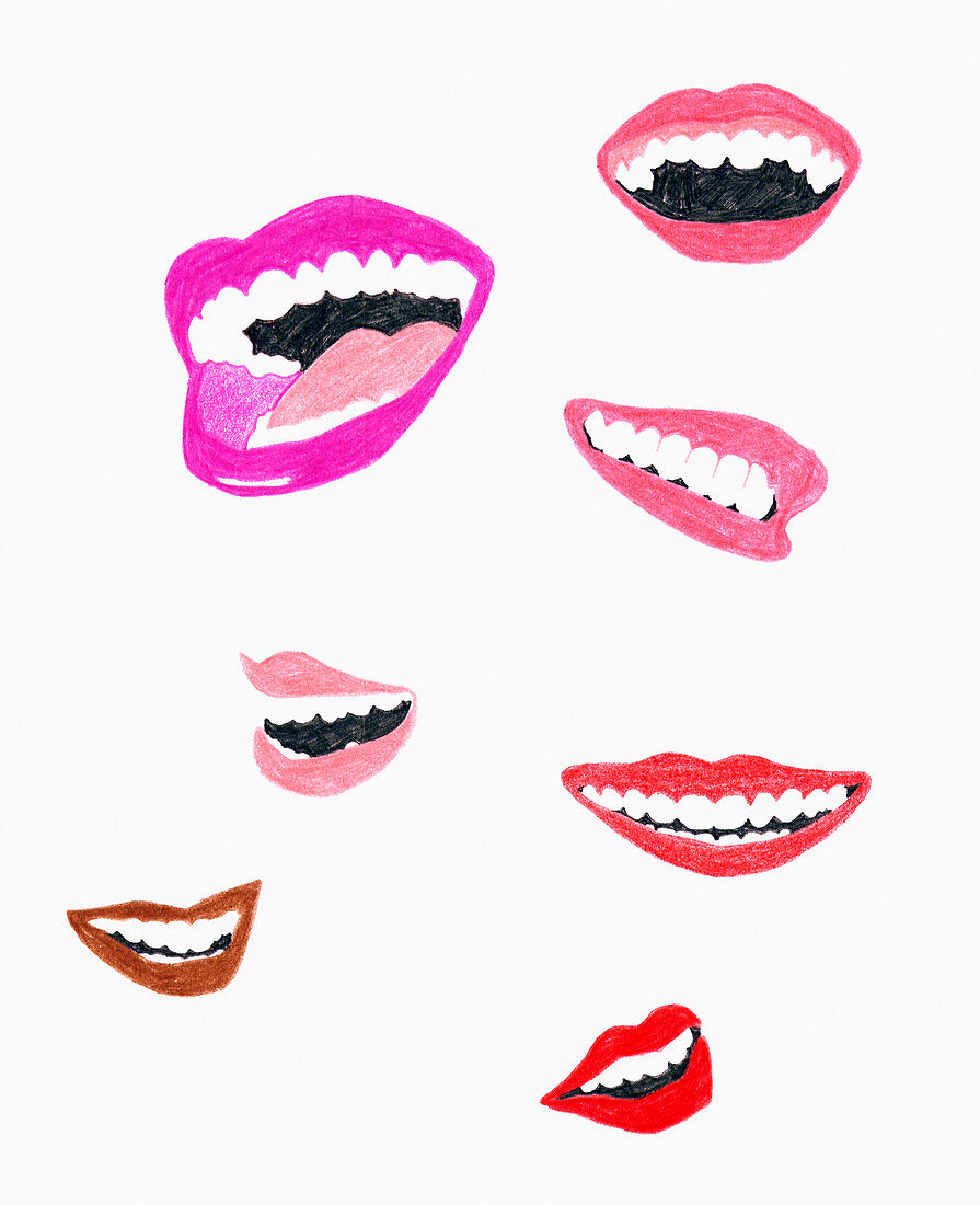 Mouths laughing, illustration