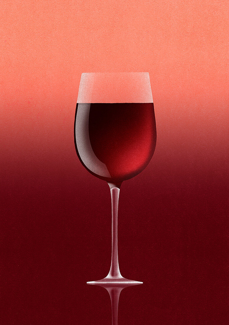 Red wine in glass, illustration