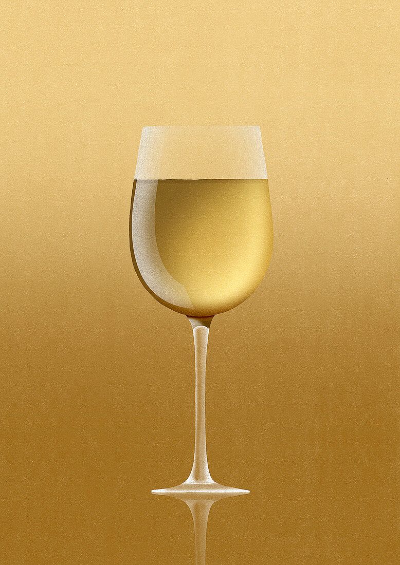 White wine in glass, illustration