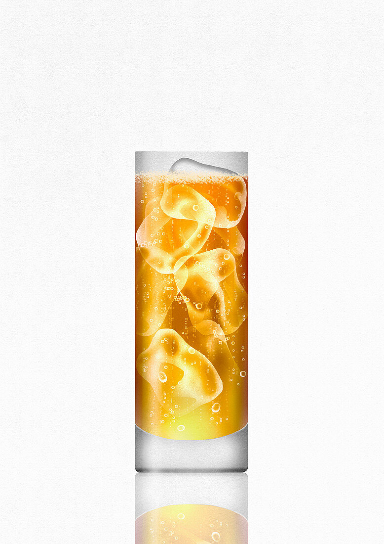 Drink with vodka and ice cubes, illustration