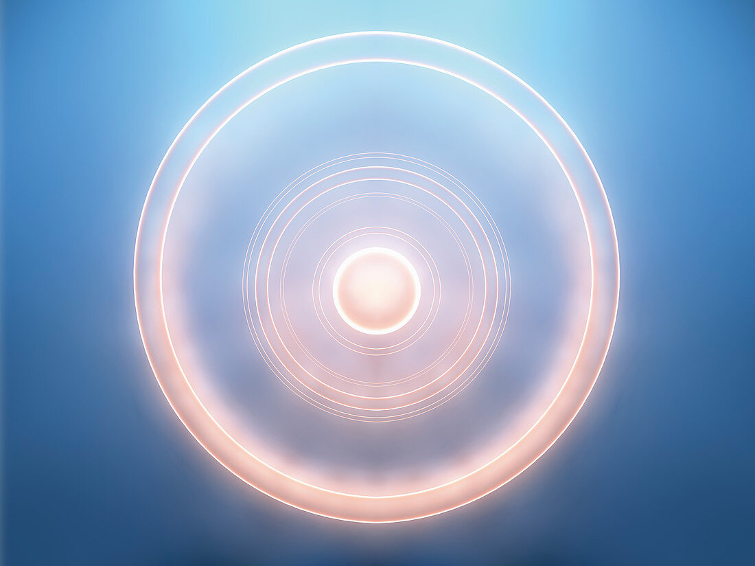 Glowing concentric spinning circles, illustration