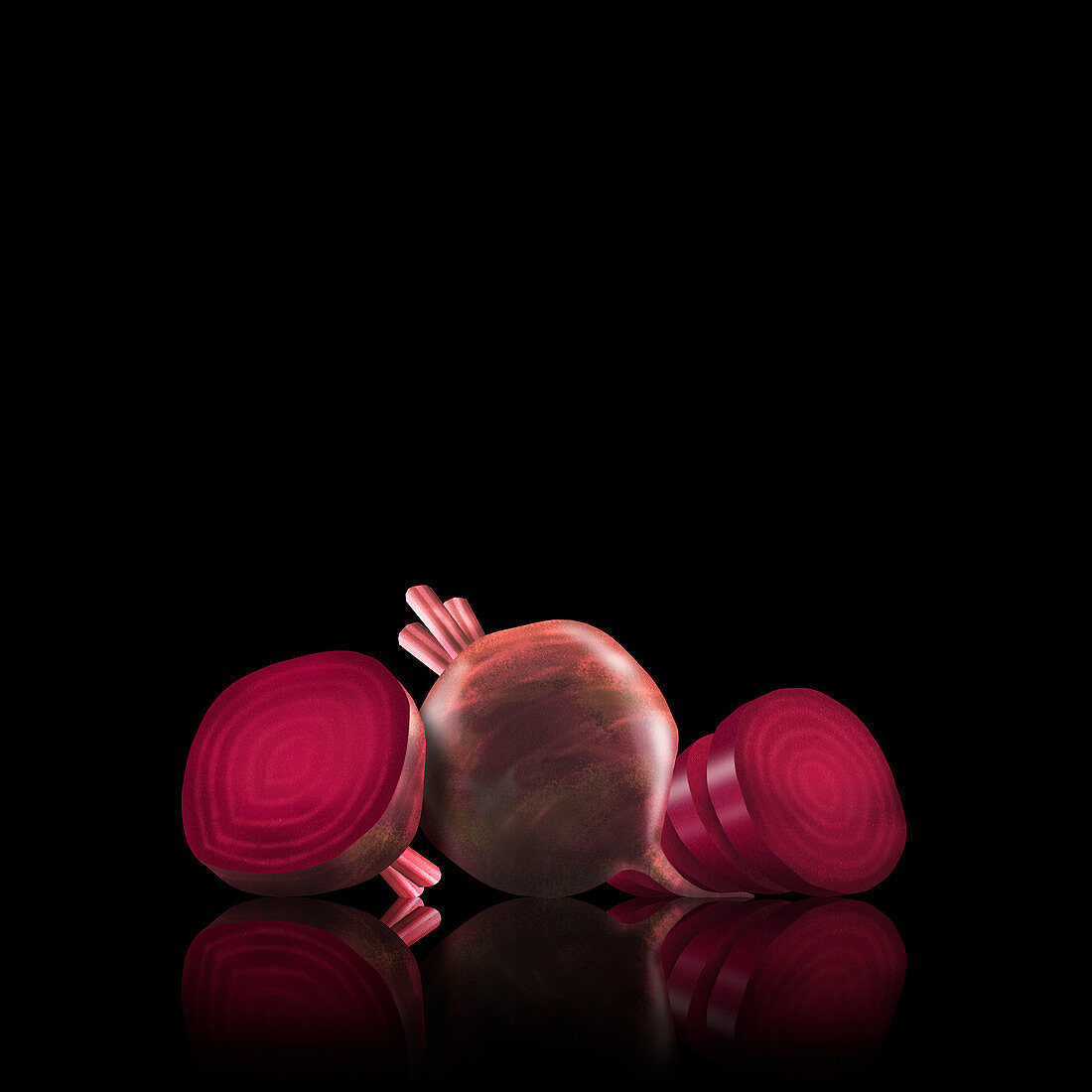 Whole and cut beetroot, illustration