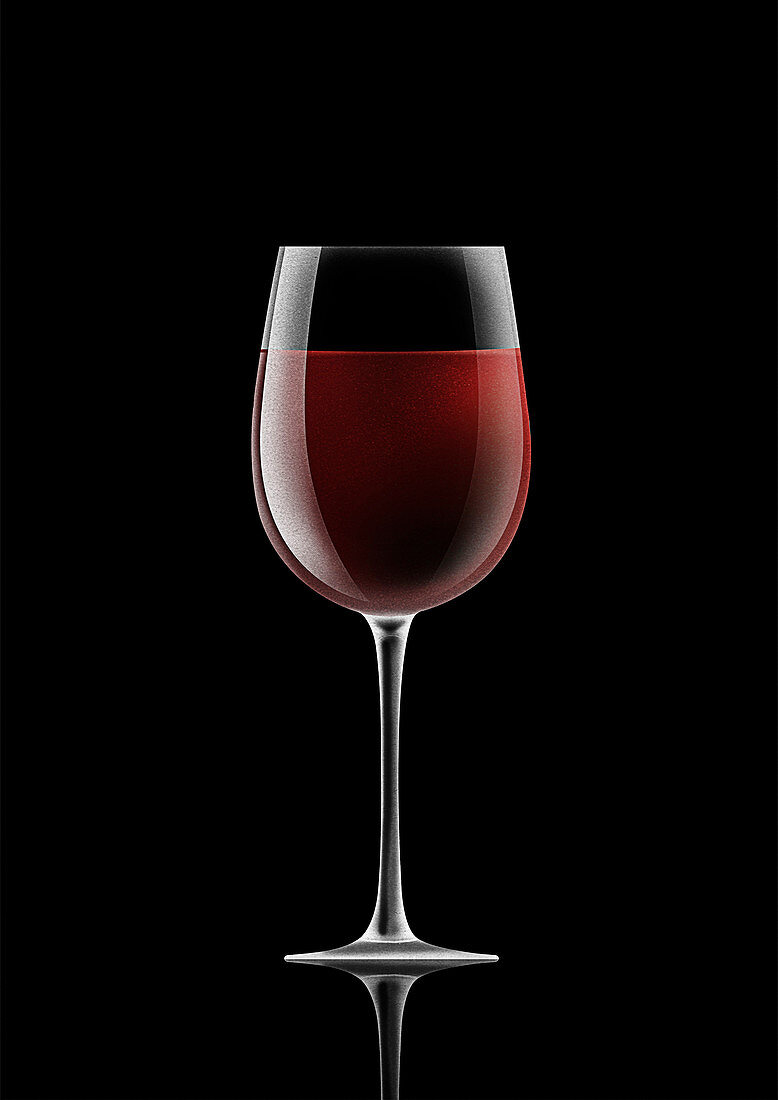 Single glass of red wine, illustration