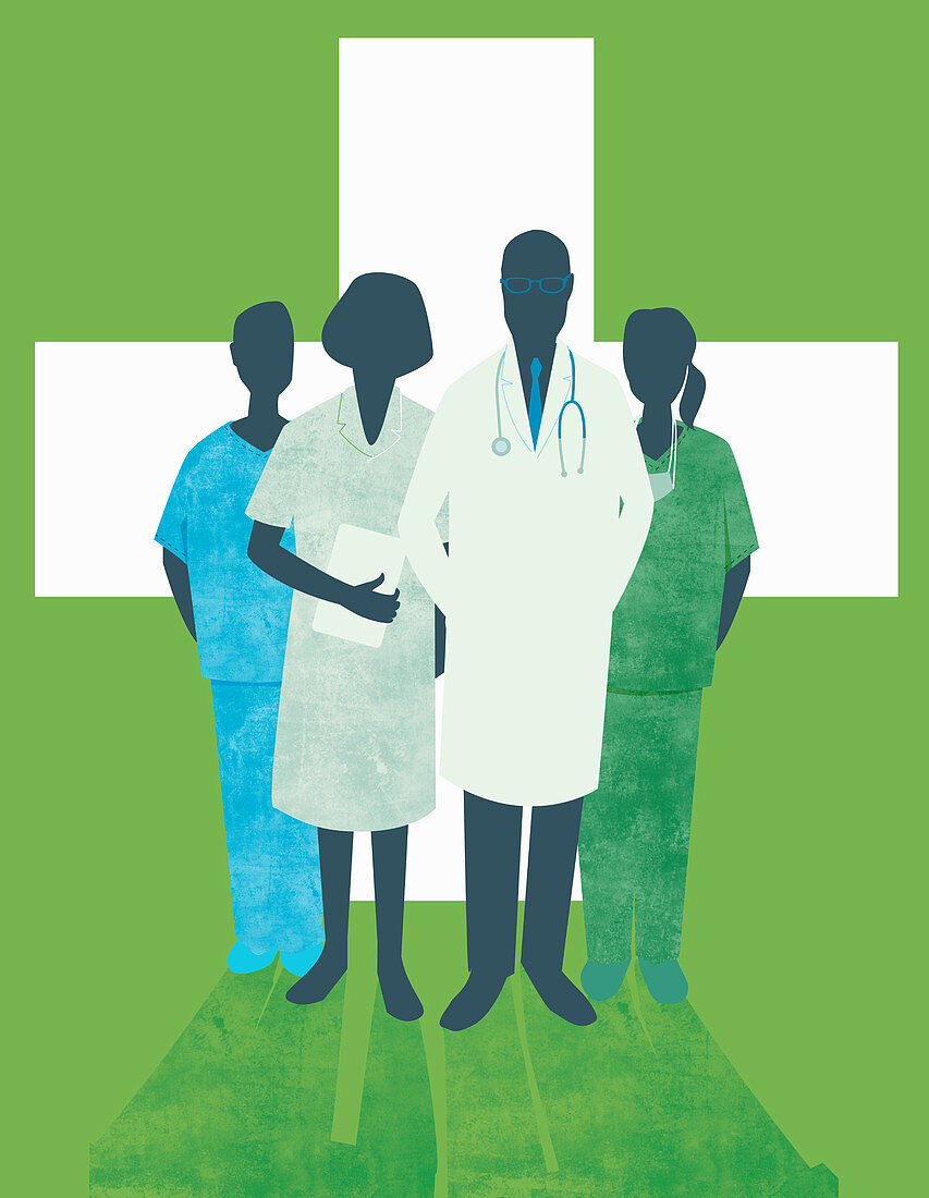 Portrait of doctors and nurses, illustration