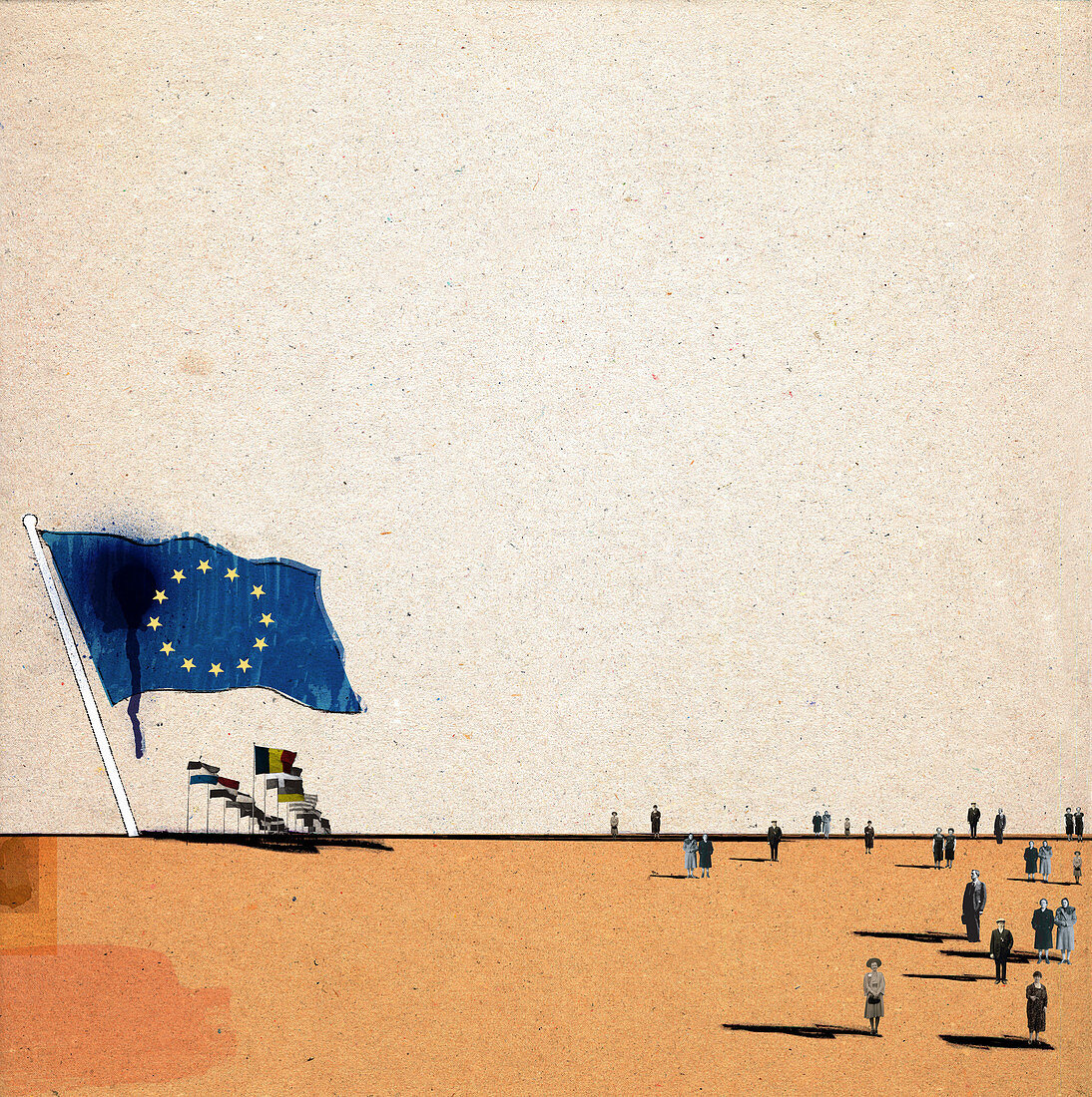 European Union flag overshadowing small flags, illustration