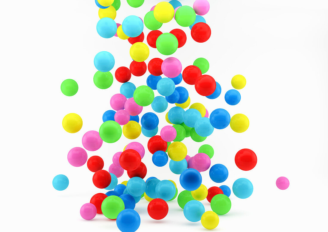Cluster of multicoloured balls, illustration
