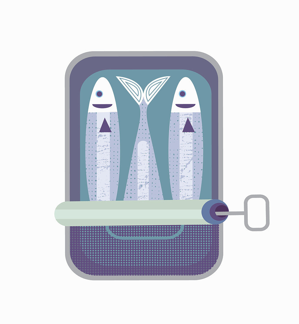 Key opening tin of sardines, illustration