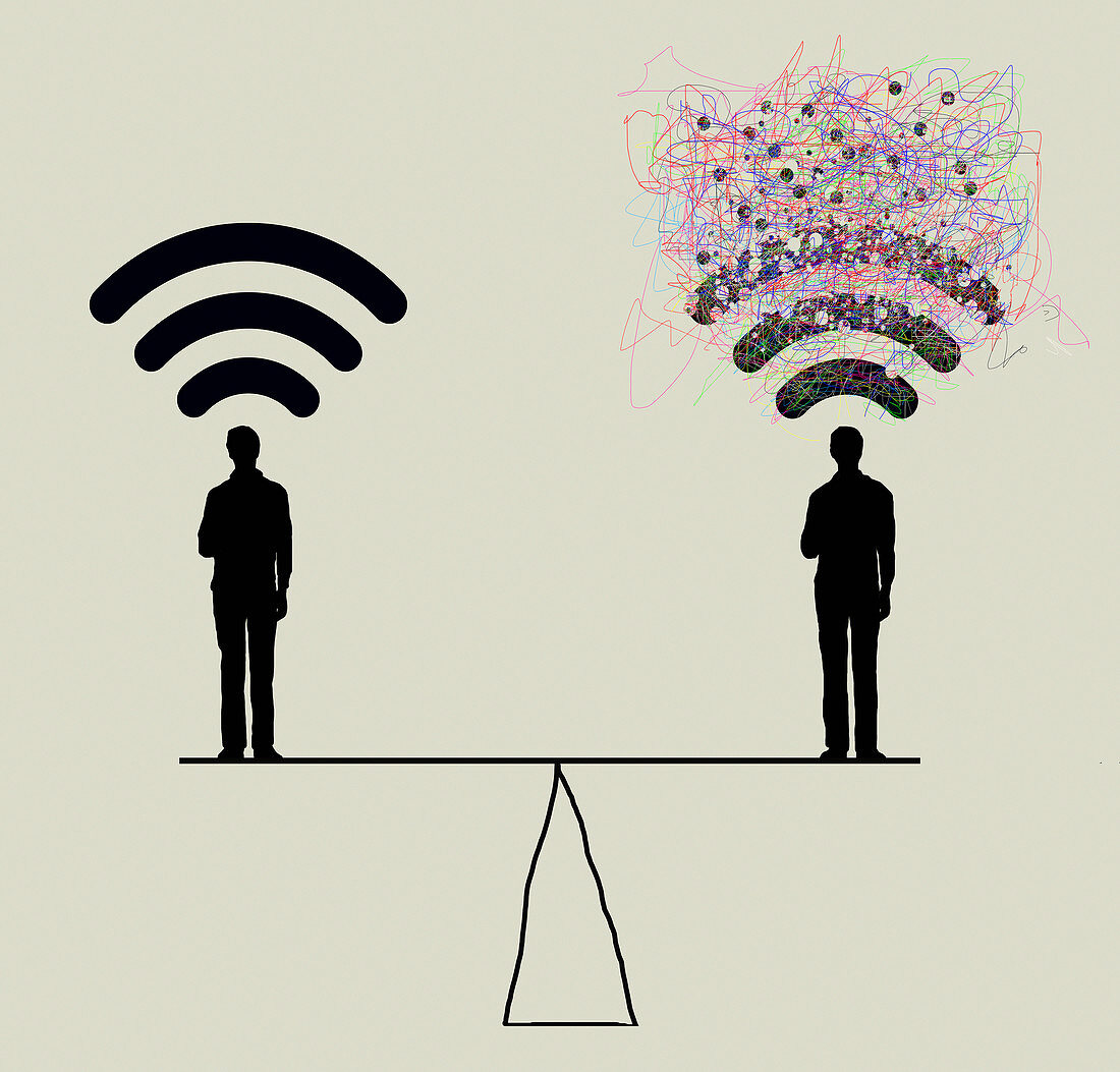 Good and bad access to wireless on seesaw, illustration