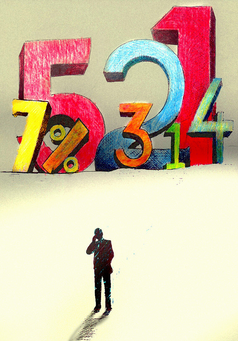 Businessman using mobile phone, illustration