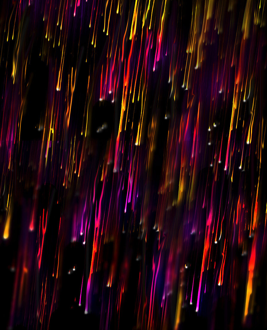 Abstract pattern of falling light trails, illustration
