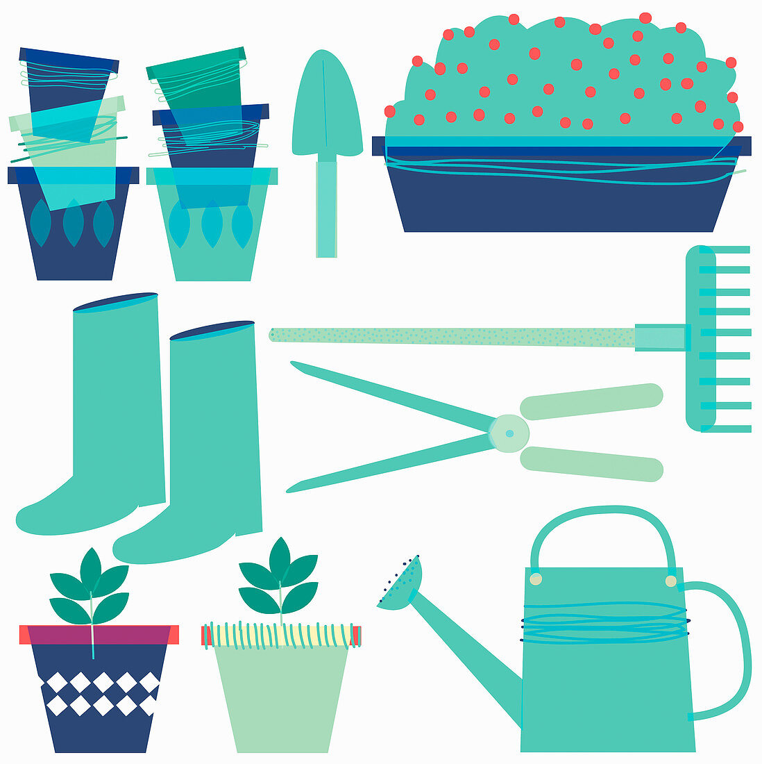 Gardening equipment, illustration