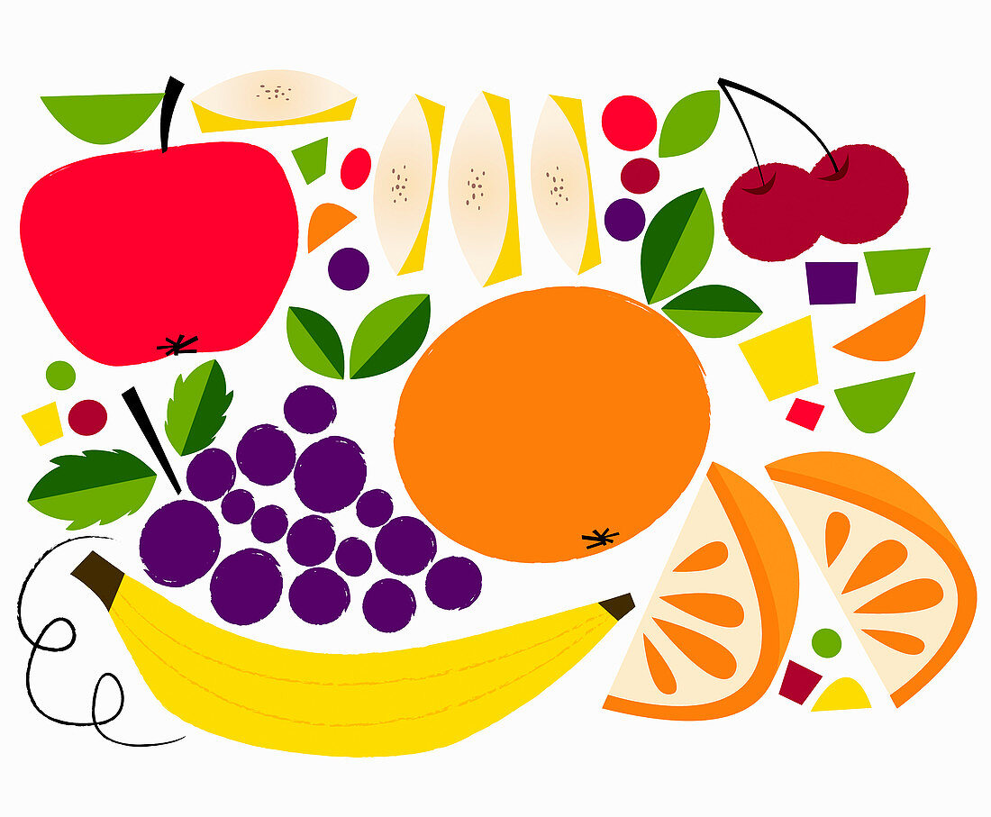 Assortment of fruit, illustration