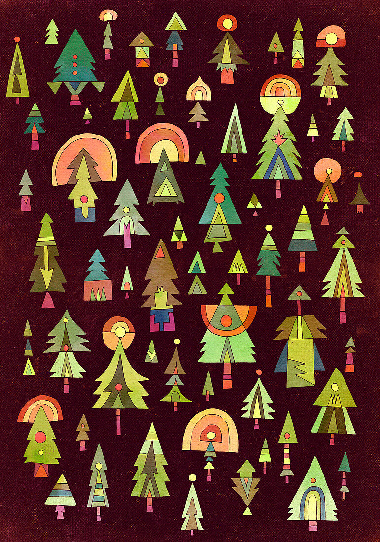Christmas trees, illustration