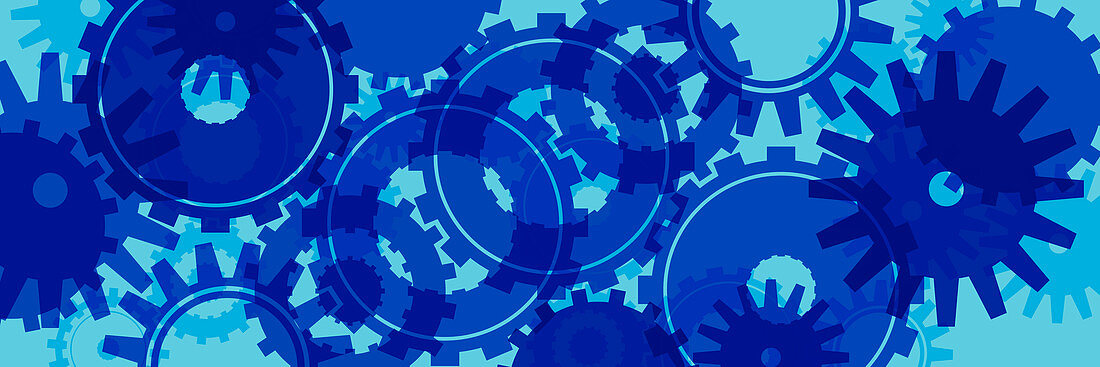 Blue cogs, illustration