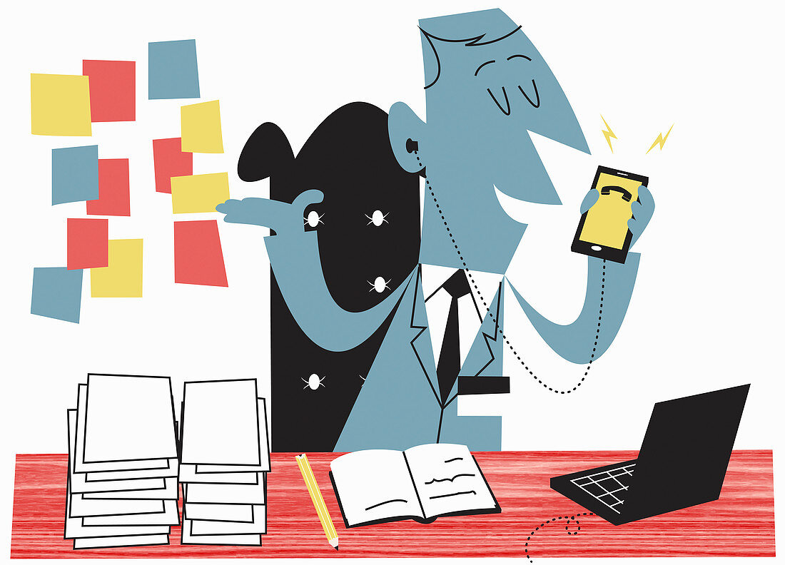 Businessman planning appointments, illustration
