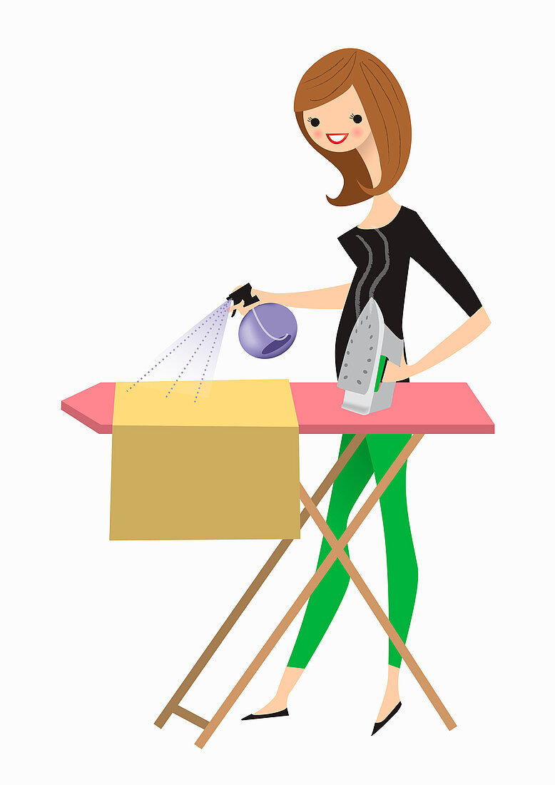 Woman doing the ironing, illustration
