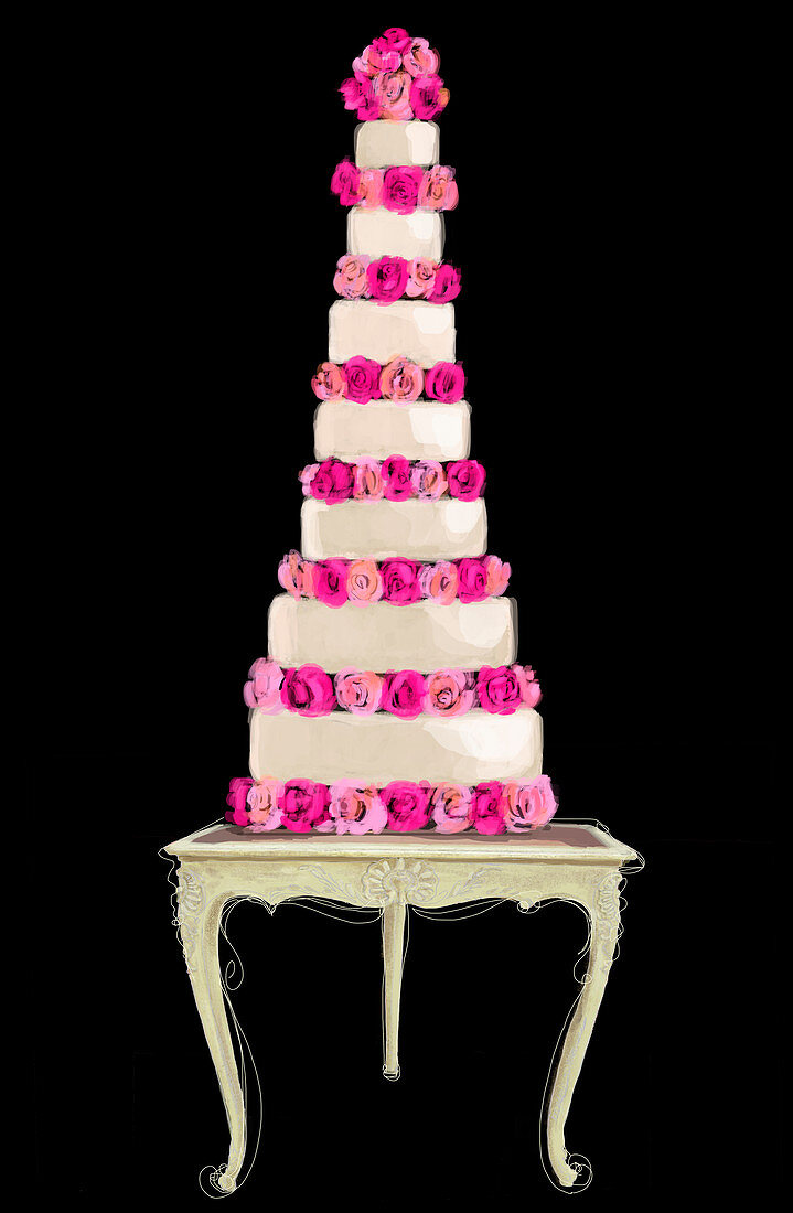 Tiered wedding cake, illustration