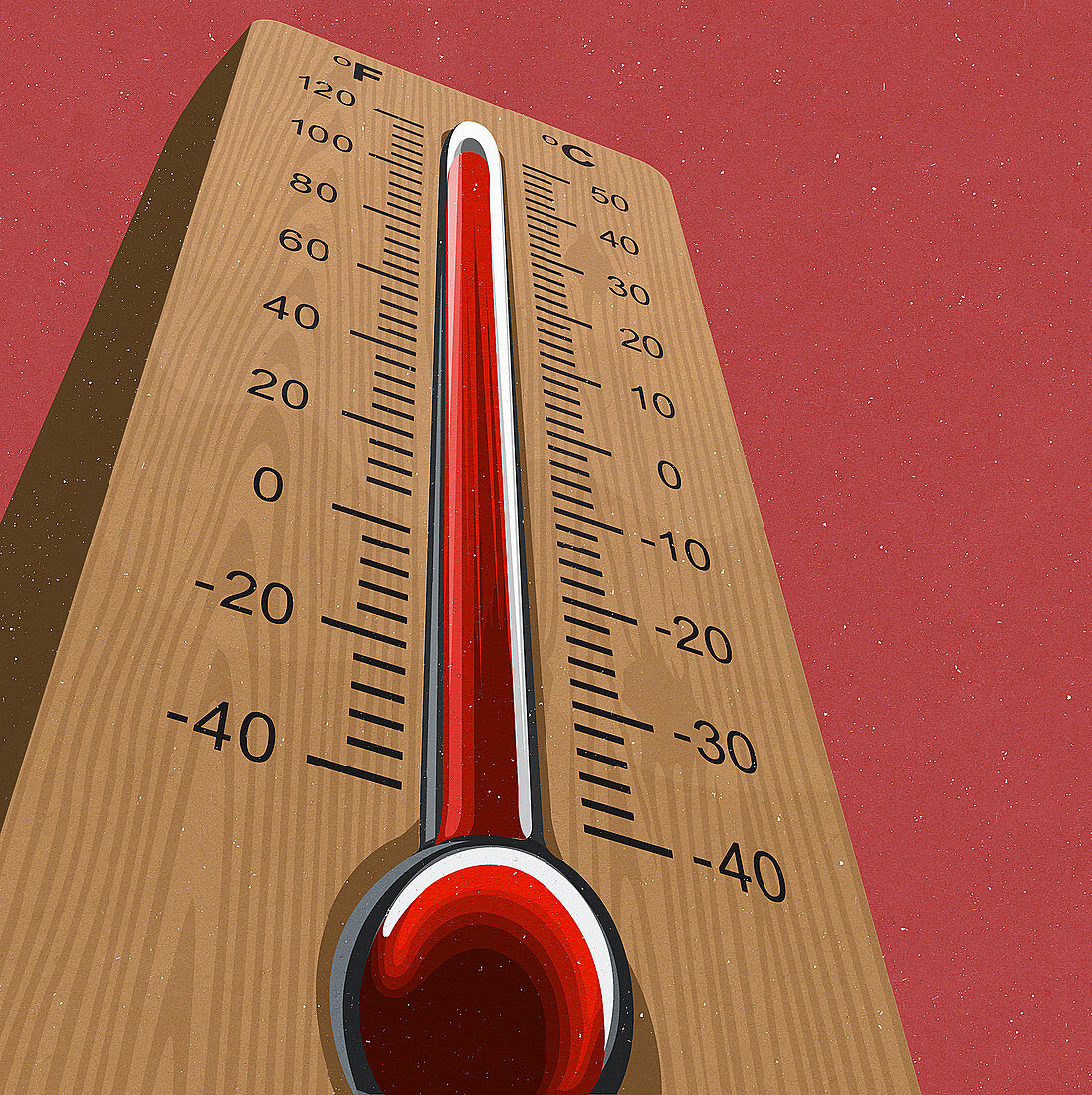 Thermometer at high temperature, illustration