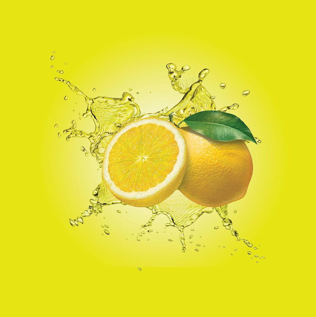Water splashing around lemons, illustration